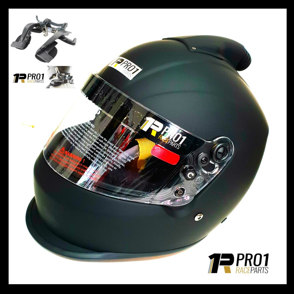 Zamp 2a Head and Neck Restraint with Pro 1 Snell 2020 Top Air Helmet