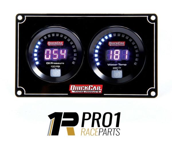 Quickcar QRP67-2001 Gauge Panel Assembly, Digital, Oil Pressure / Water Temperature, Black Face, Kit FREE POST*