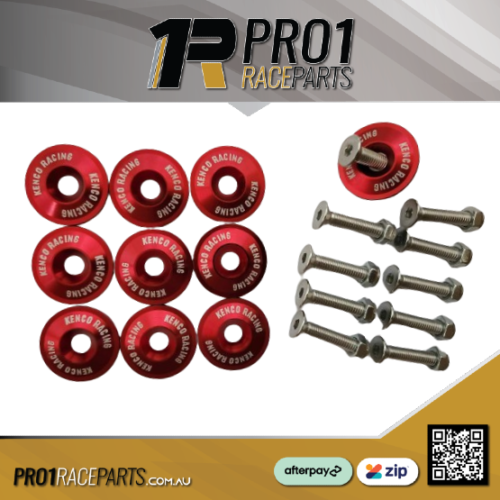 10 x Kenco Red Bumper Fender Bolts Red M6 x 30mm