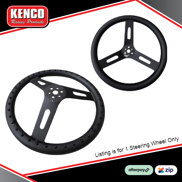 Kenco Pro Grip Aluminium 15 Inch Dimple Steering Wheel | Dished | Black | 3 Hole | FREE POST