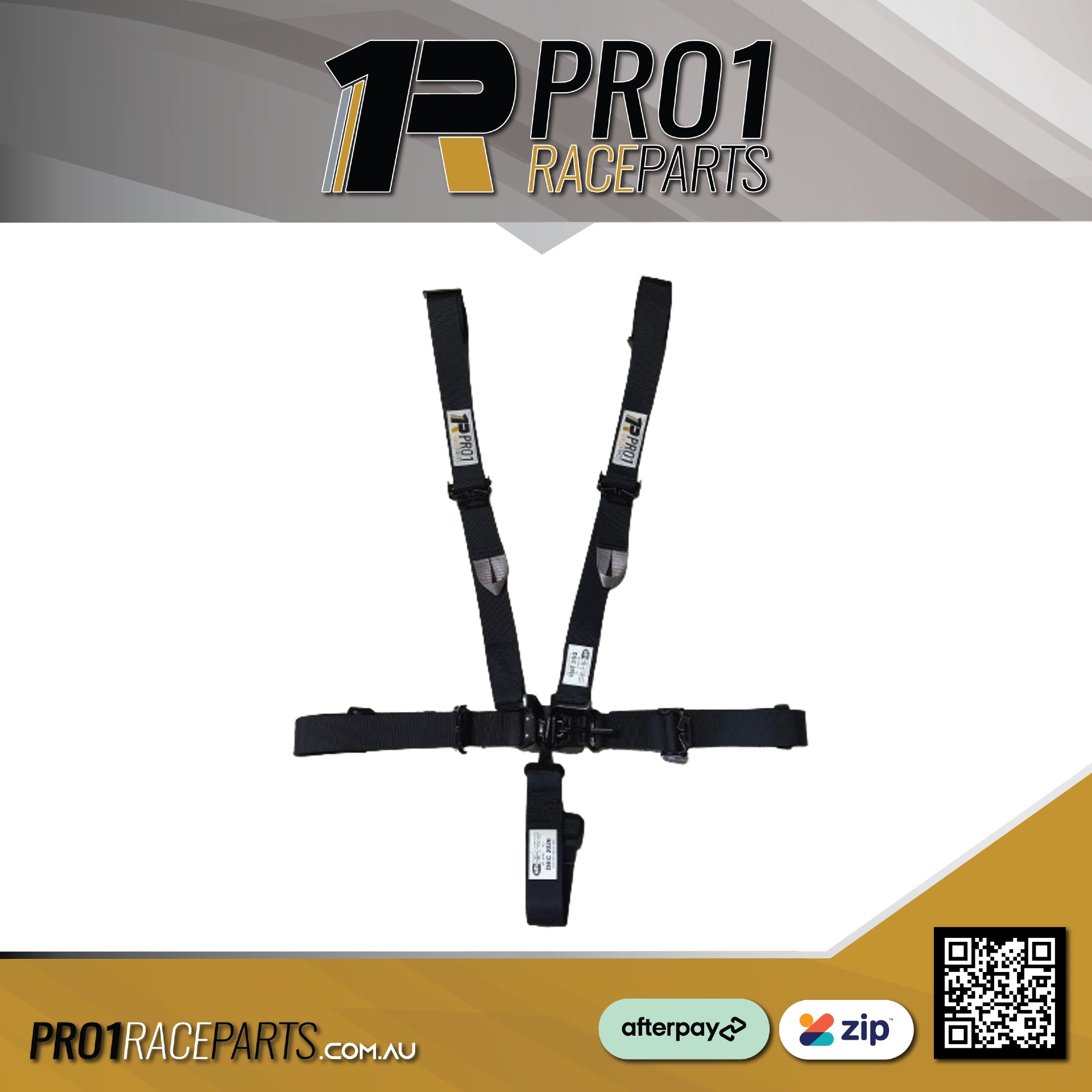 Pro1 SFi 5 Point Racing Race Harness with 2" Only | Kids Junior Seat Belt | BLACK | FREE POST*