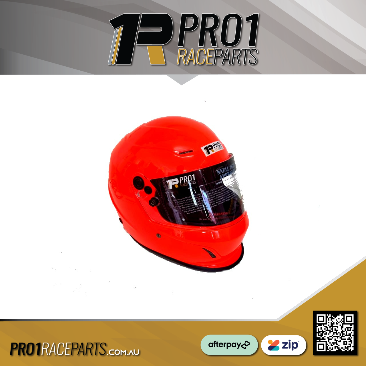 Pro1 Snell 2020 Helmet ORANGE | No Air | Racing Speedway Drag Offroad Racing