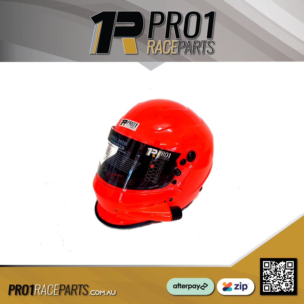 Pro 1 Snell 2020 Side Air Helmet ORANGE | Speedway Off Road Racing Drag Car Go Karts