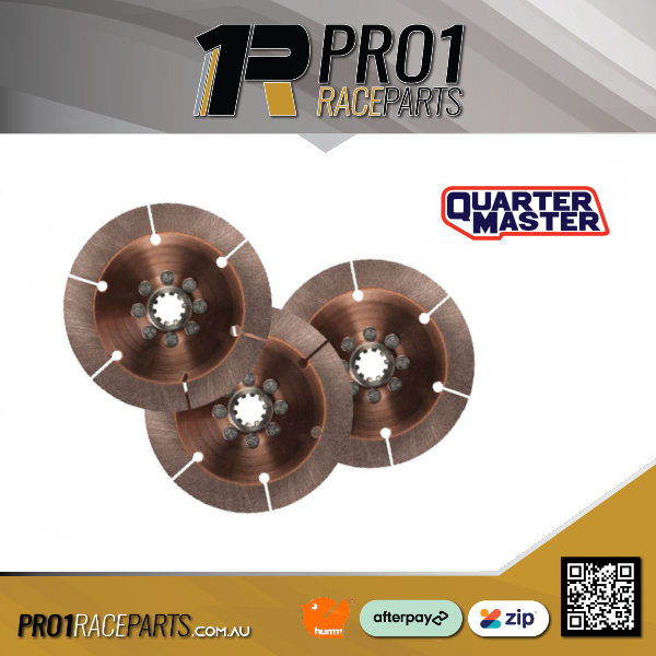 Quarter Master 5.5" Clutch Plates | V Drive | Triple Plate | 1 1/16" x 10 Spline Free Post*