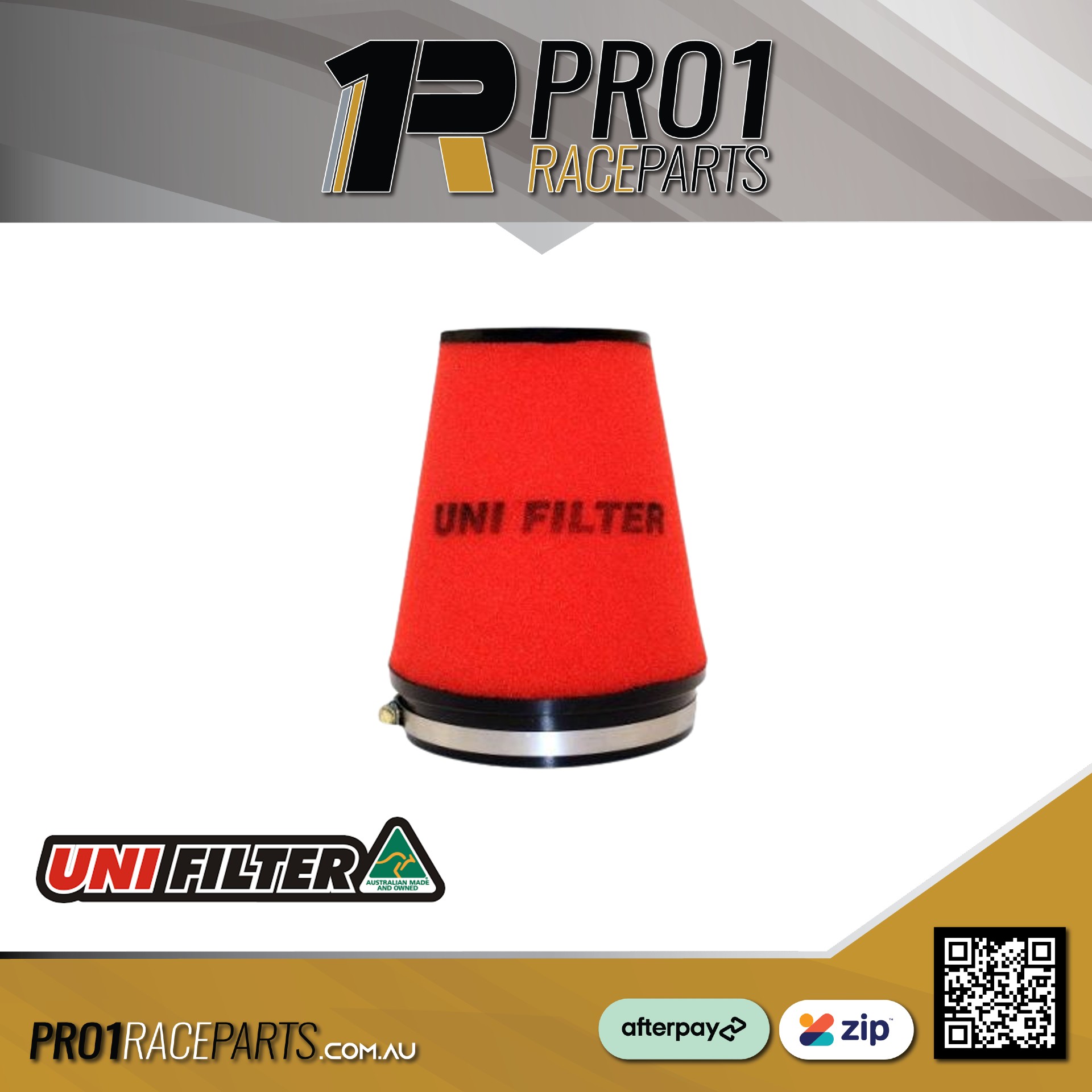 Uni Filter Tapered Pod Filter 100mm Inlet | 200mm Long | Red | FREE POST*