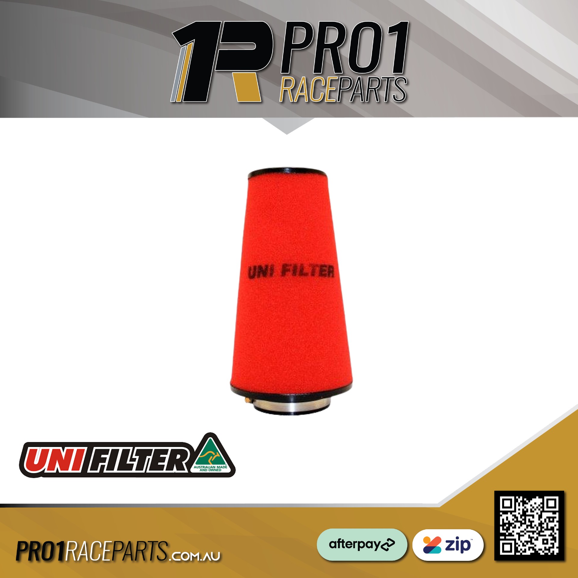 Uni Filter Tapered Pod Filter 100mm Inlet | 300mm Long | Red | FREE POST*